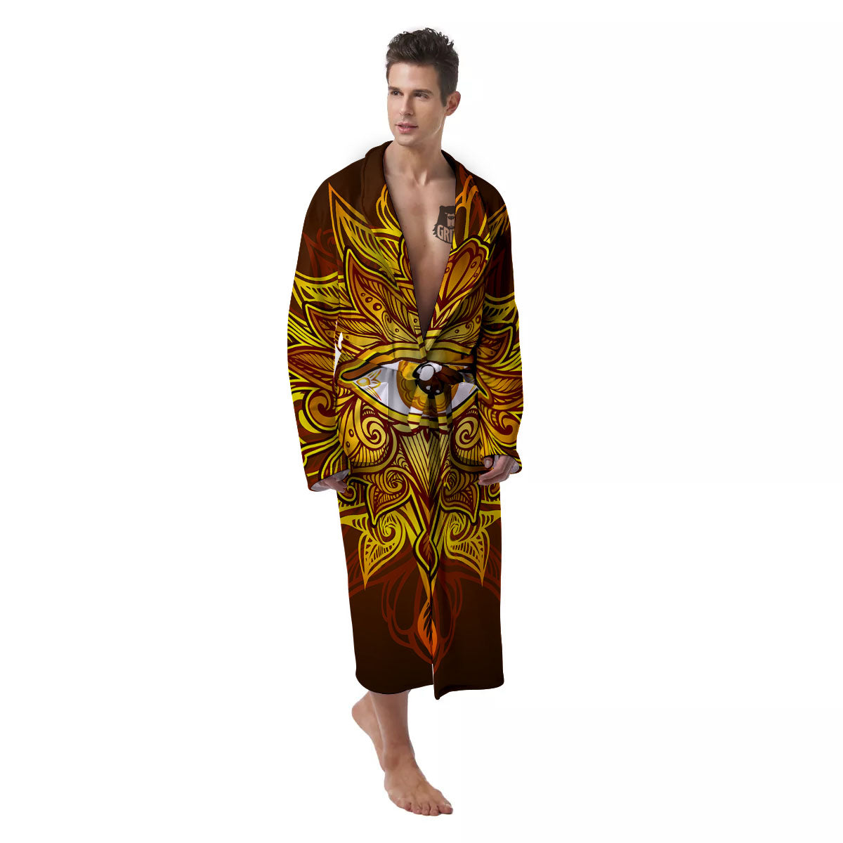 All Seeing Eye Gold Print Men's Robe-grizzshop