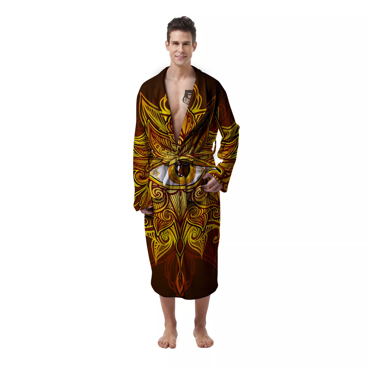 All Seeing Eye Gold Print Men's Robe-grizzshop