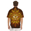 All Seeing Eye Gold Print Men's Short Sleeve Shirts-grizzshop