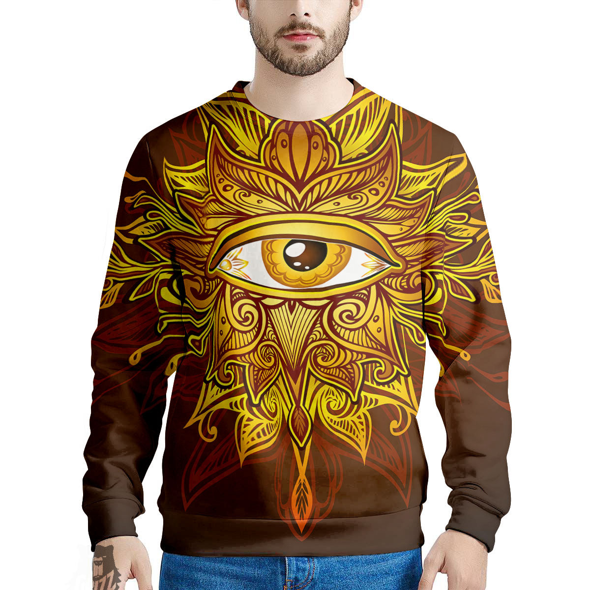 All Seeing Eye Gold Print Men's Sweatshirt-grizzshop