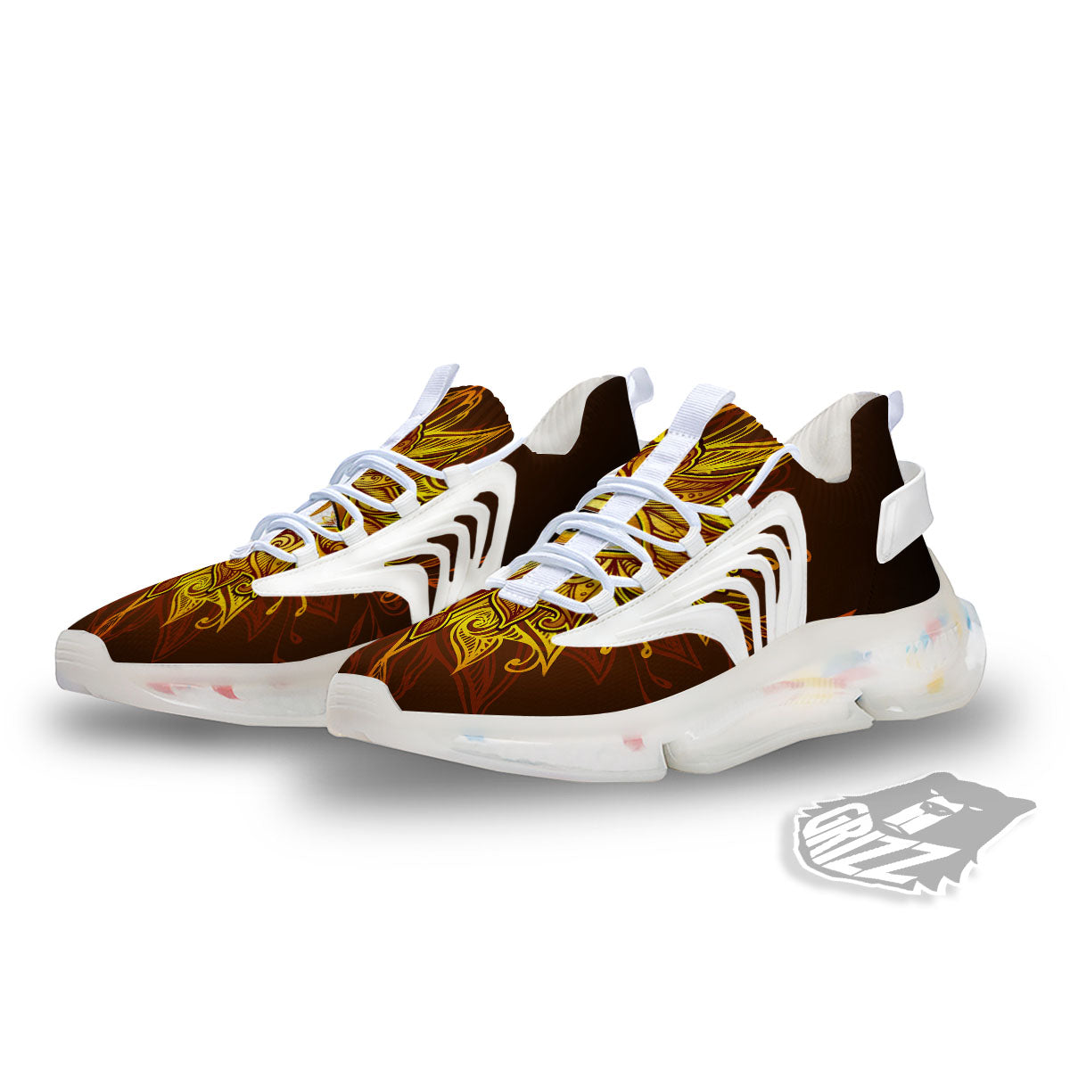 All Seeing Eye Gold Print White Gym Shoes-grizzshop