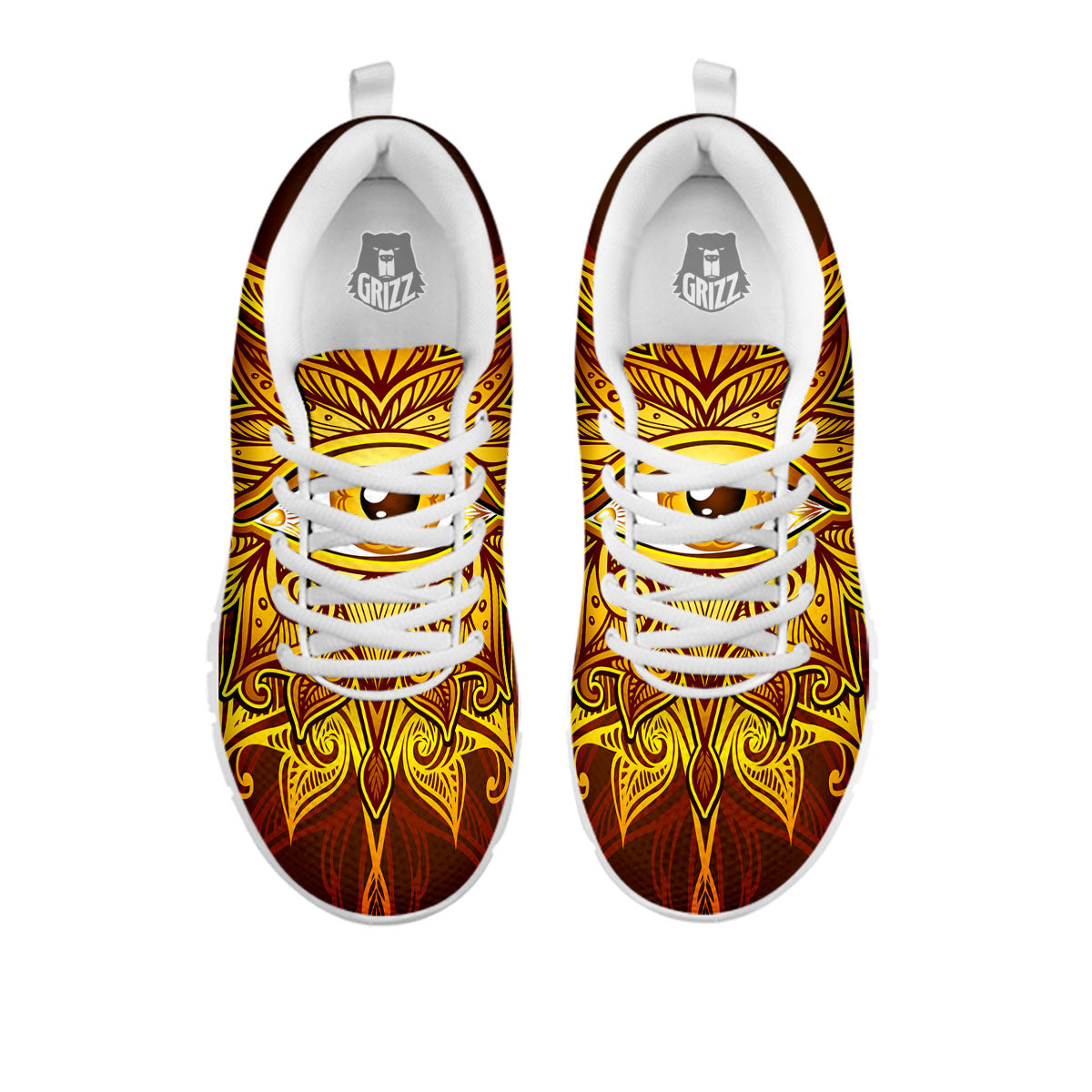 All Seeing Eye Gold Print White Sneaker-grizzshop
