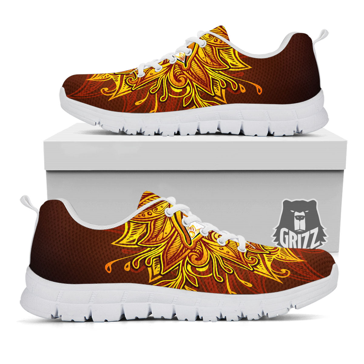 All Seeing Eye Gold Print White Sneaker-grizzshop