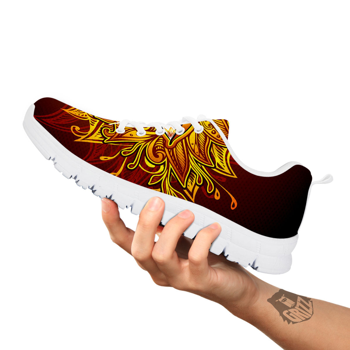 All Seeing Eye Gold Print White Sneaker-grizzshop