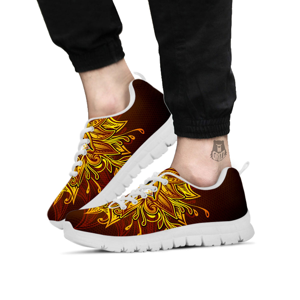 All Seeing Eye Gold Print White Sneaker-grizzshop