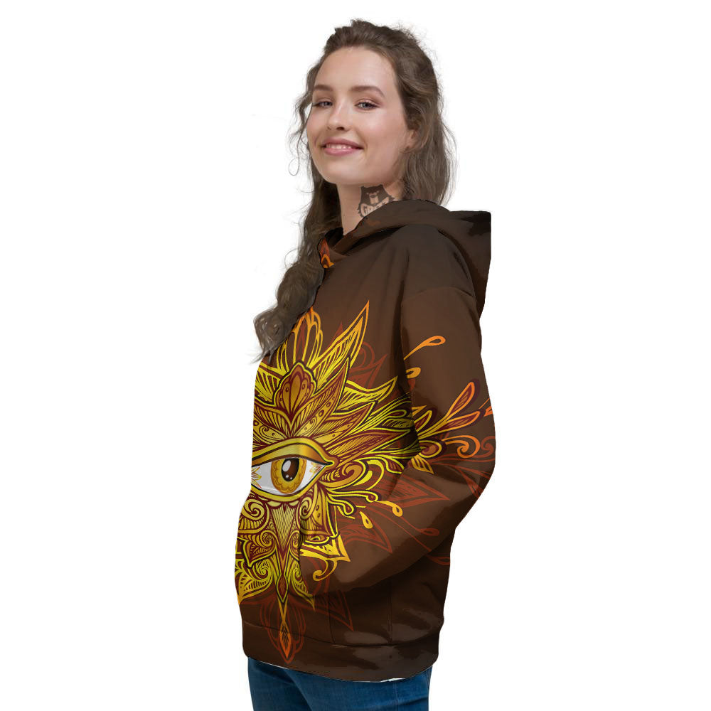 All Seeing Eye Gold Print Women's Hoodie-grizzshop