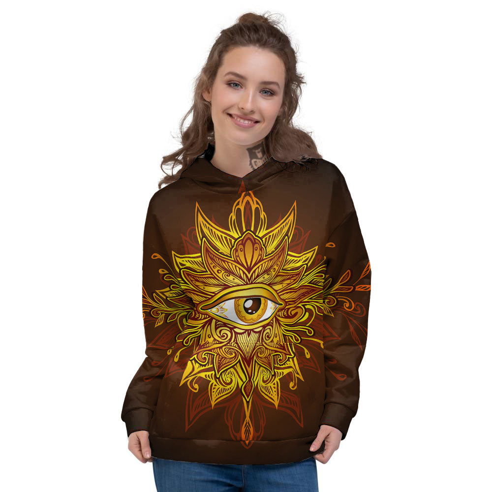 All Seeing Eye Gold Print Women's Hoodie-grizzshop