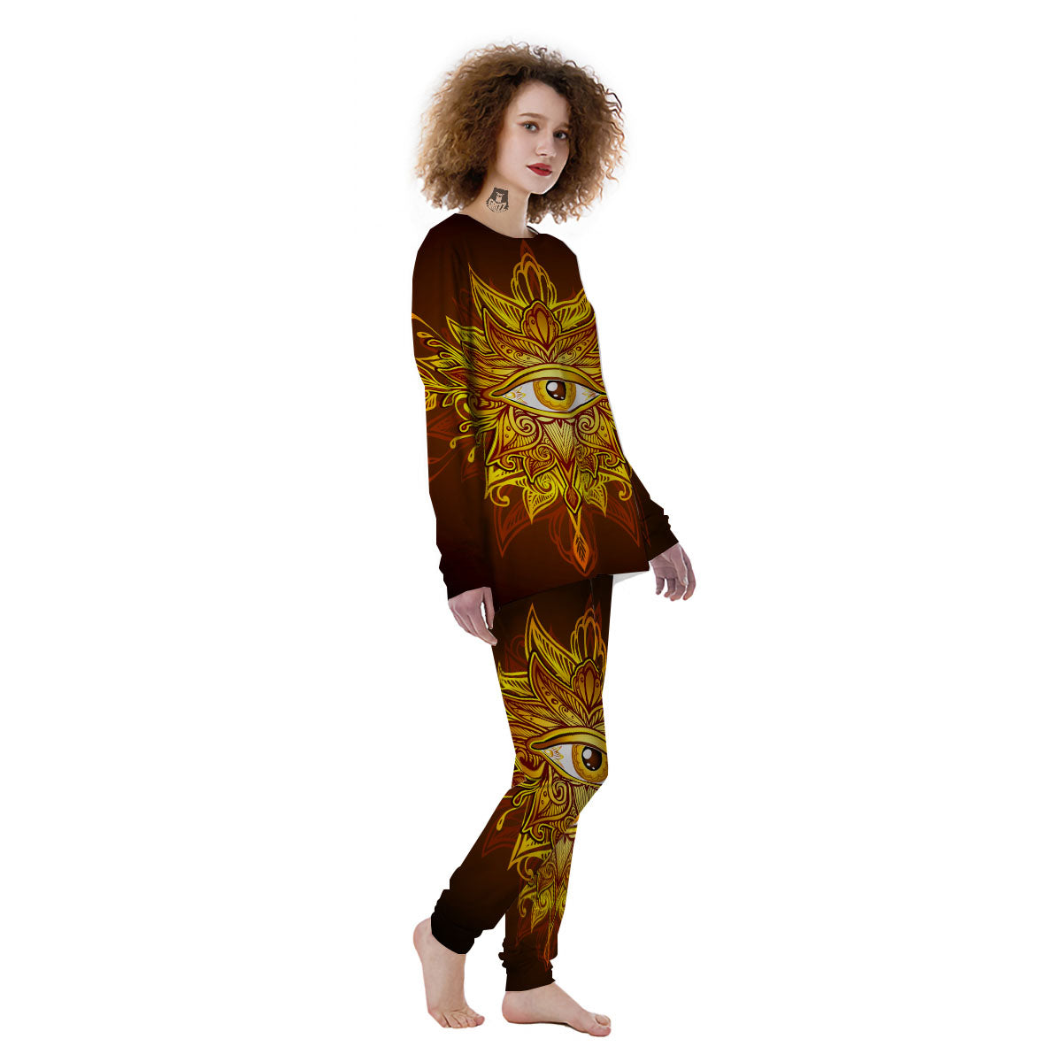 All Seeing Eye Gold Print Women's Pajamas-grizzshop