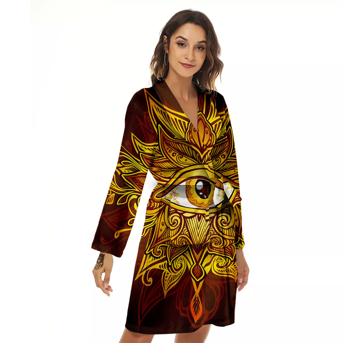 All Seeing Eye Gold Print Women's Robe-grizzshop