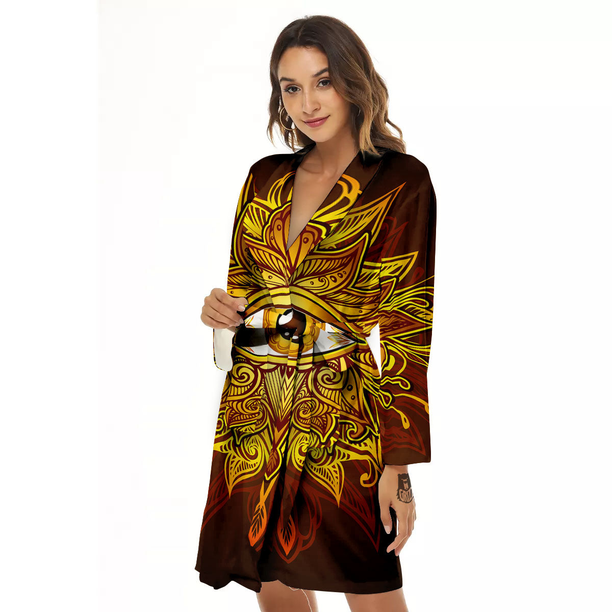 All Seeing Eye Gold Print Women's Robe-grizzshop