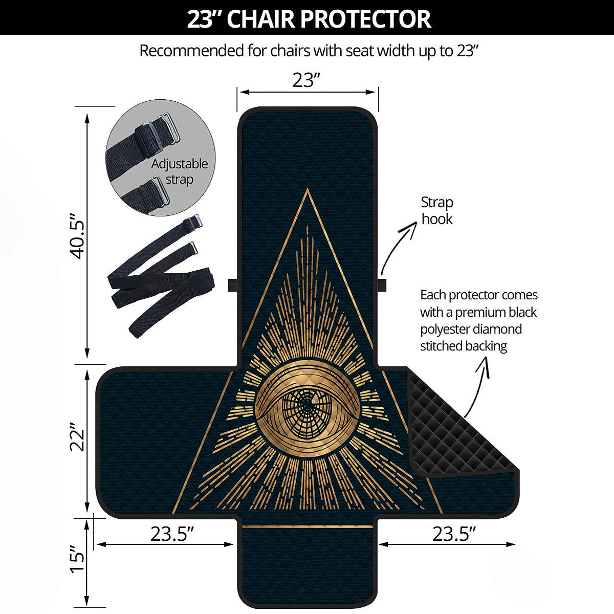 All Seeing Eye Masonic Print Armchair Protector-grizzshop