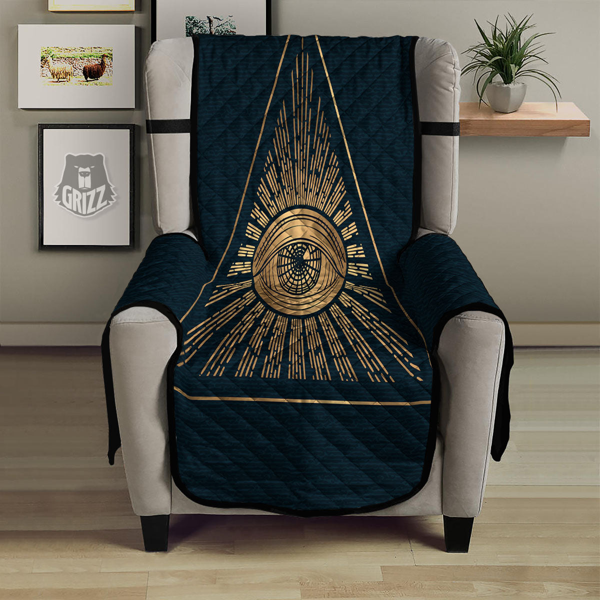 All Seeing Eye Masonic Print Armchair Protector-grizzshop