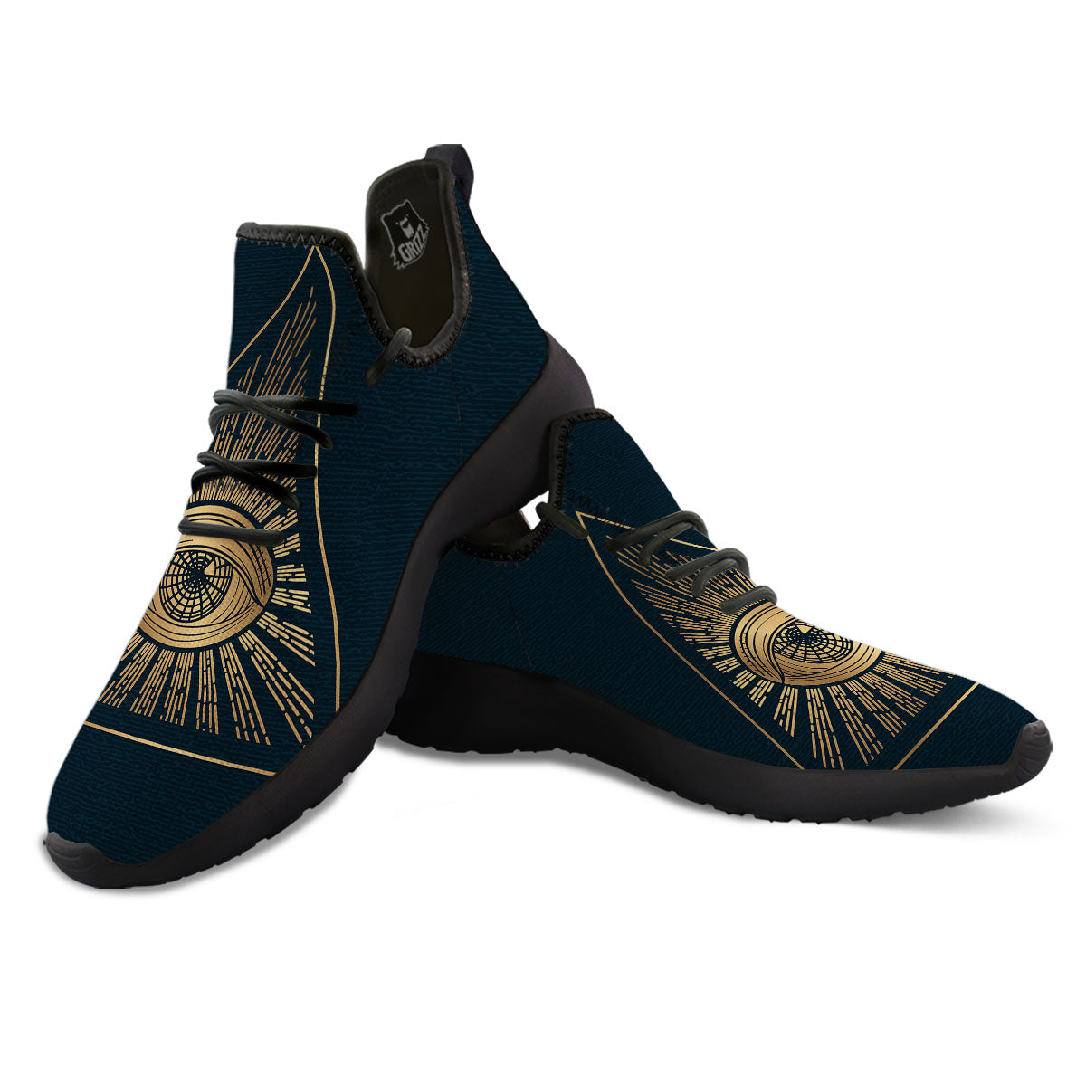All Seeing Eye Masonic Print Black Athletic Shoes-grizzshop