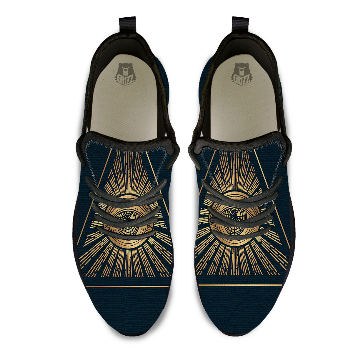 All Seeing Eye Masonic Print Black Athletic Shoes-grizzshop