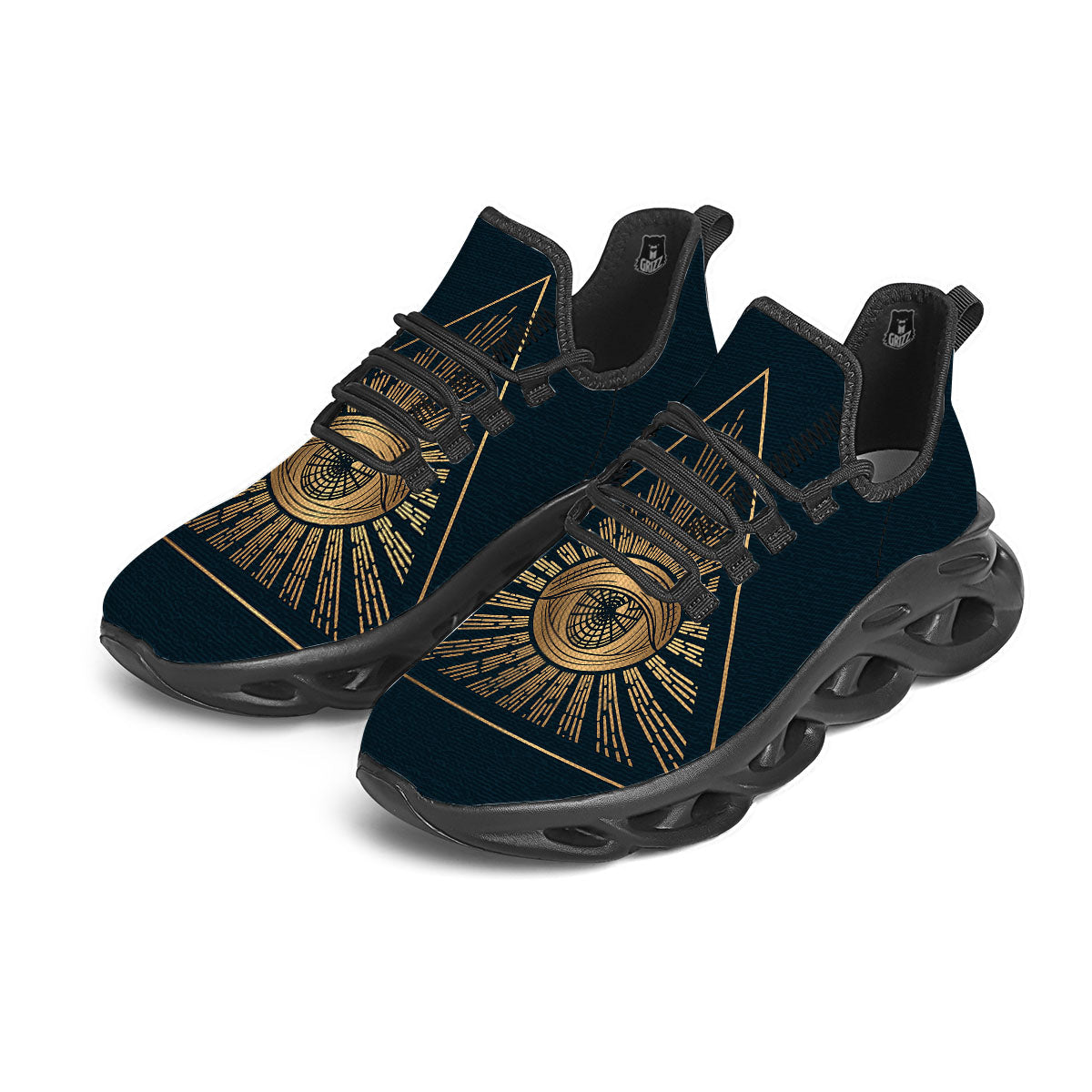 All Seeing Eye Masonic Print Black Running Shoes-grizzshop