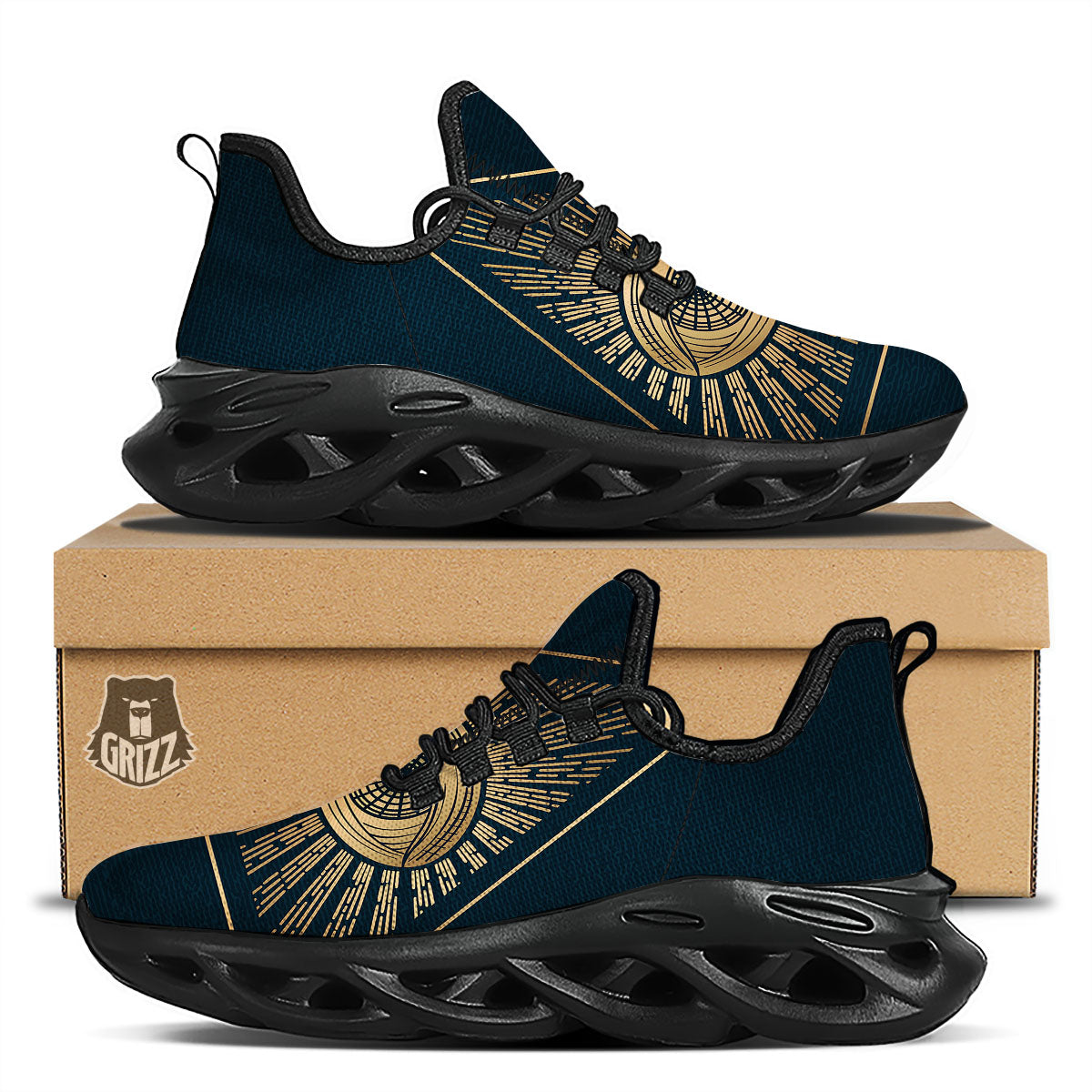 All Seeing Eye Masonic Print Black Running Shoes-grizzshop