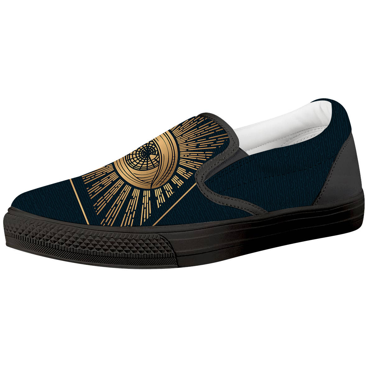 All Seeing Eye Masonic Print Black Slip On Shoes-grizzshop
