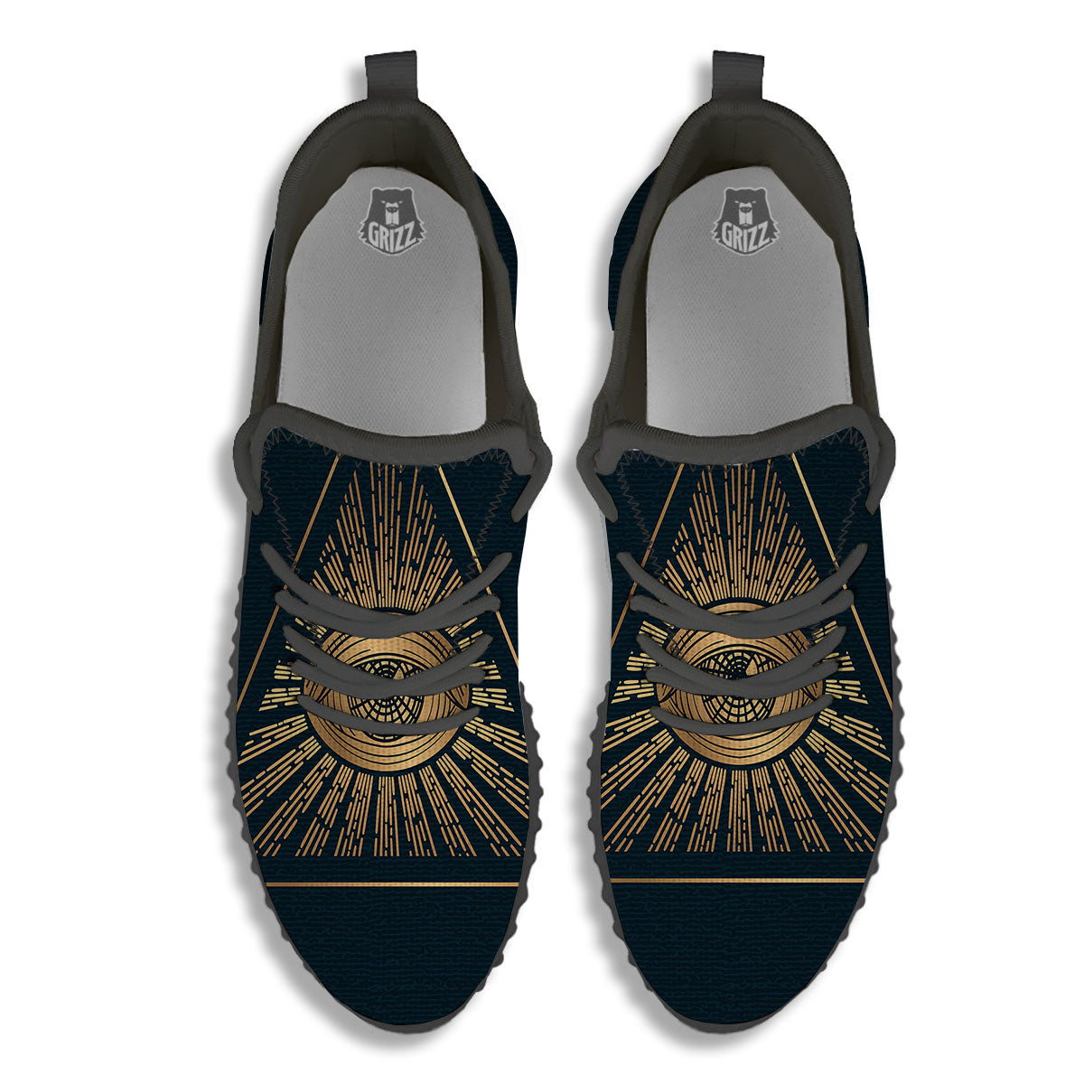 All Seeing Eye Masonic Print Black Walking Shoes-grizzshop