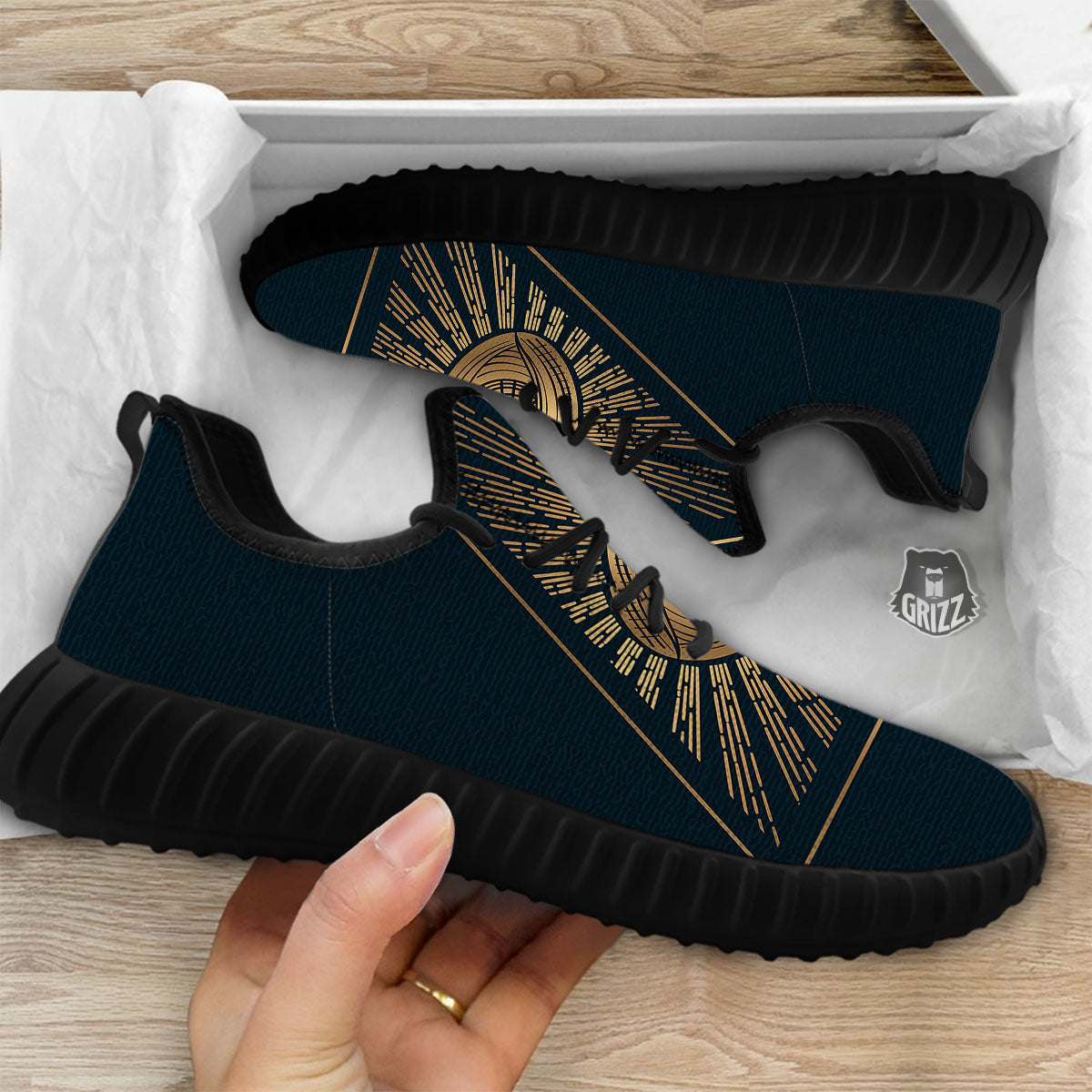 All Seeing Eye Masonic Print Black Walking Shoes-grizzshop