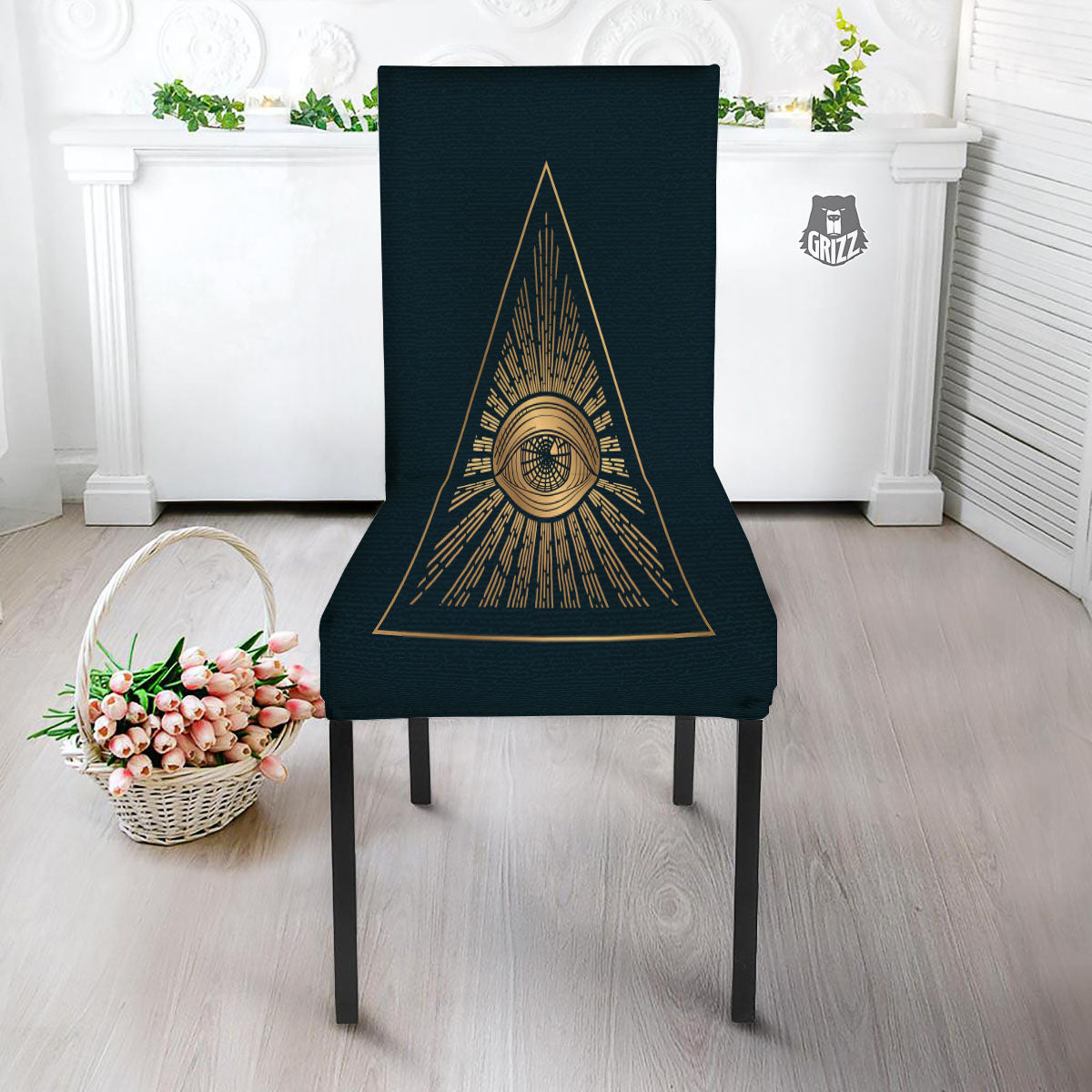 All Seeing Eye Masonic Print Dining Chair Slipcover-grizzshop