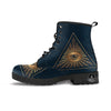 All Seeing Eye Masonic Print Leather Boots-grizzshop