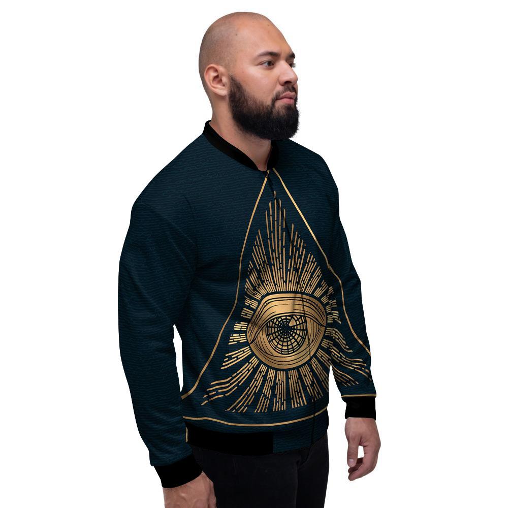 All Seeing Eye Masonic Print Men's Bomber Jacket-grizzshop