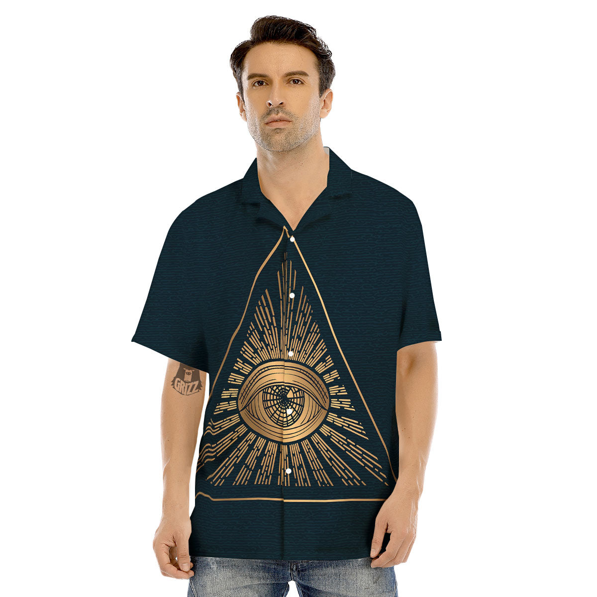 All Seeing Eye Masonic Print Men's Hawaiian Shirt-grizzshop