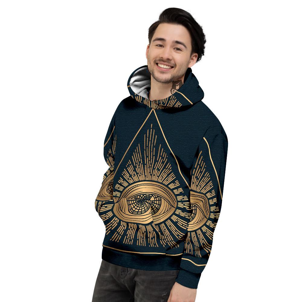 All Seeing Eye Masonic Print Men's Hoodie-grizzshop