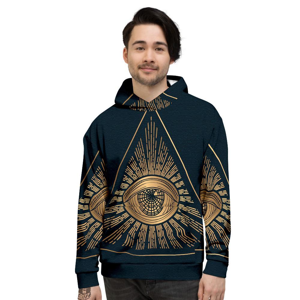 All Seeing Eye Masonic Print Men's Hoodie-grizzshop