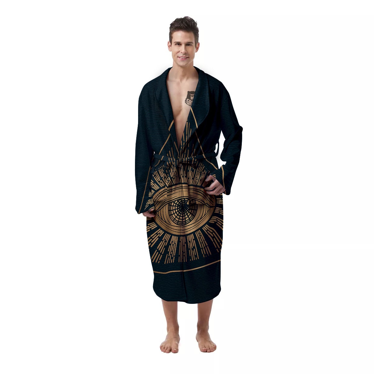 All Seeing Eye Masonic Print Men's Robe-grizzshop