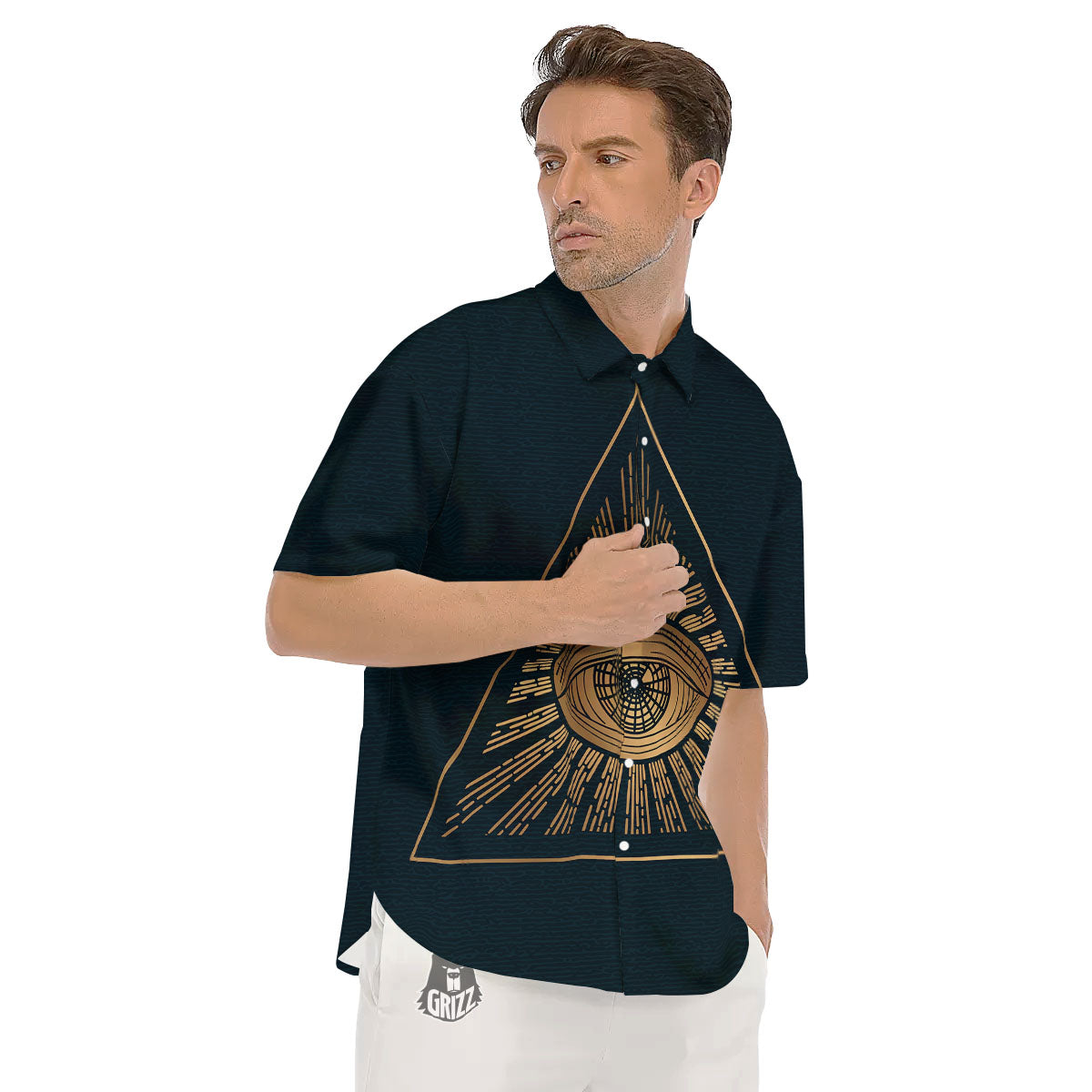 All Seeing Eye Masonic Print Men's Short Sleeve Shirts-grizzshop