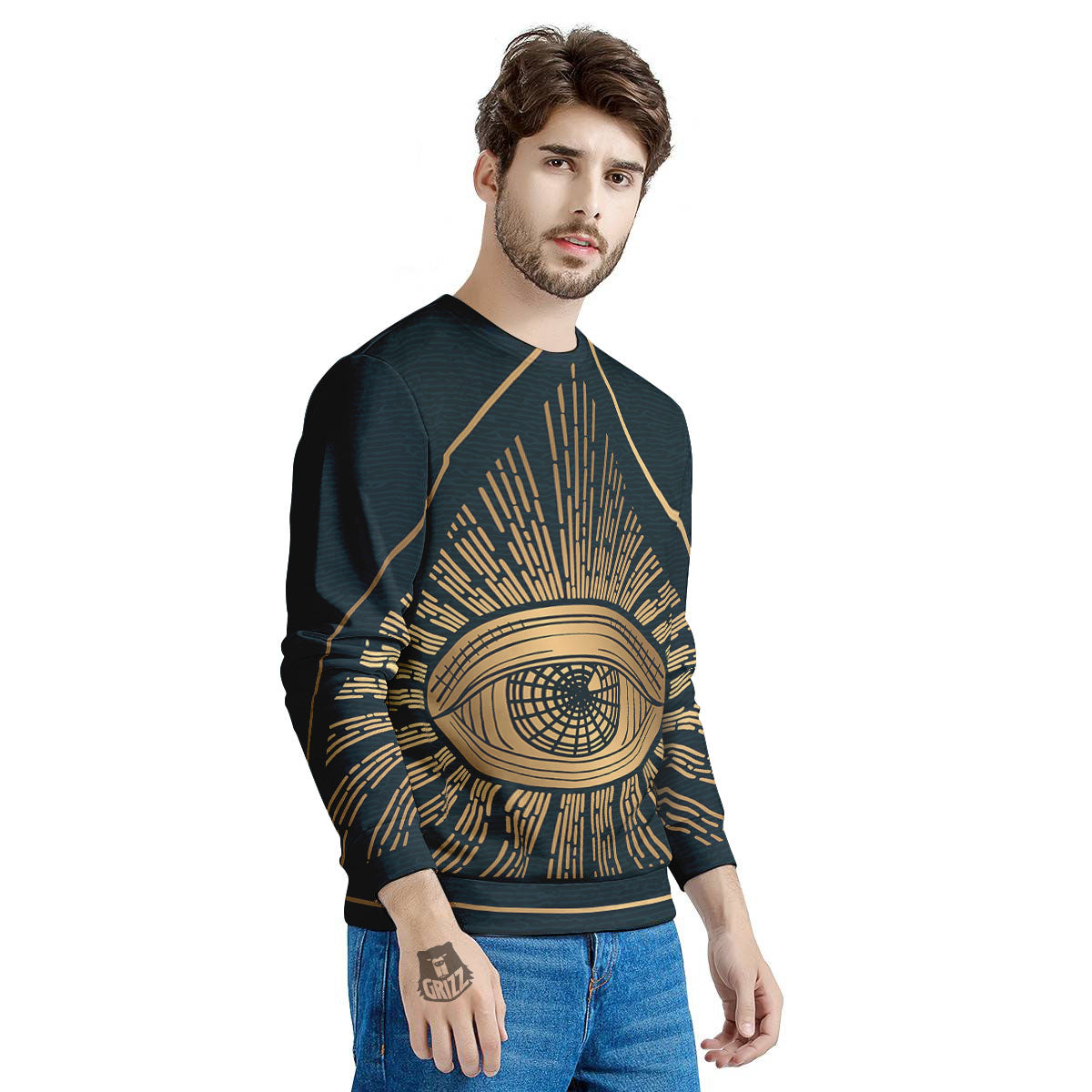All Seeing Eye Masonic Print Men's Sweatshirt-grizzshop