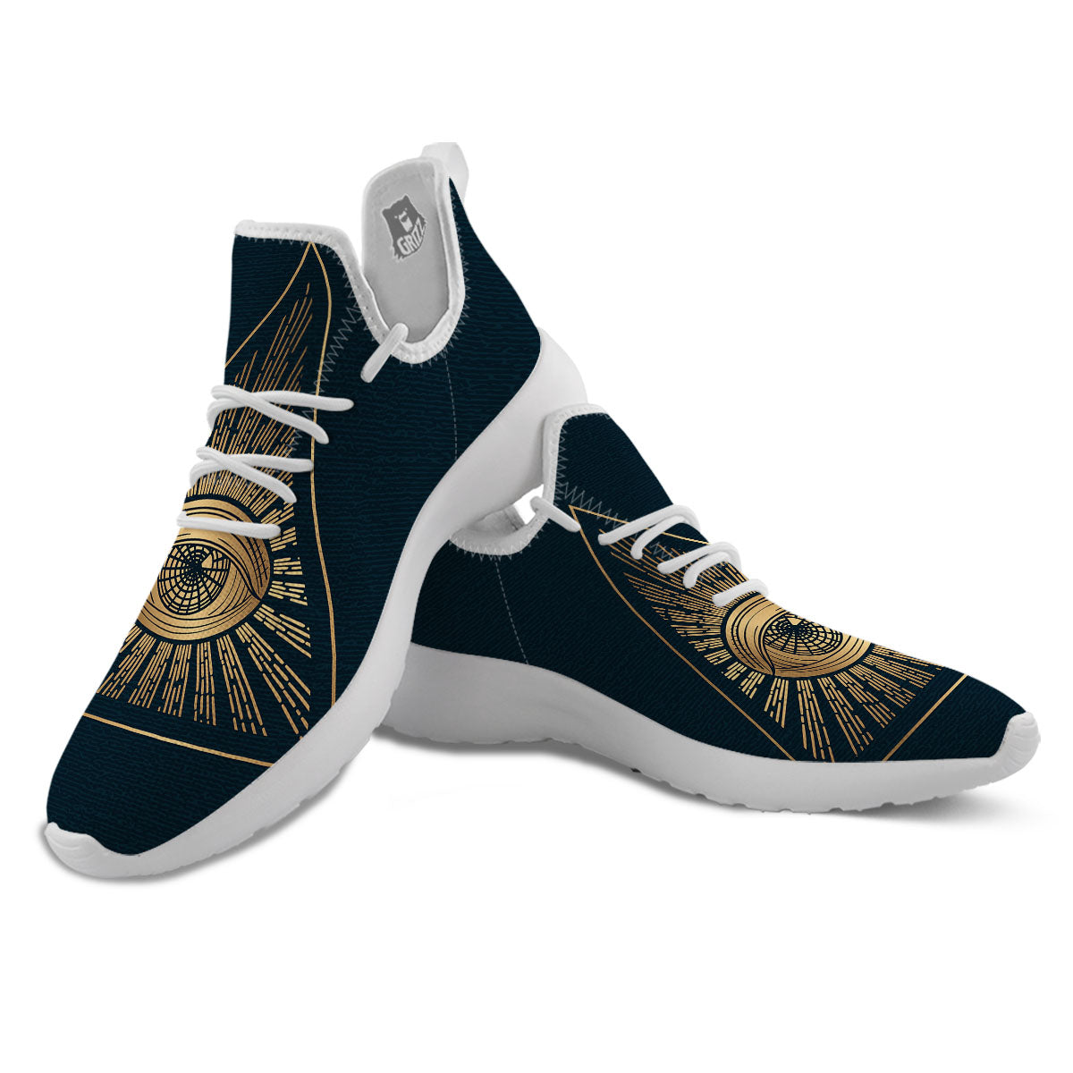 All Seeing Eye Masonic Print White Athletic Shoes-grizzshop