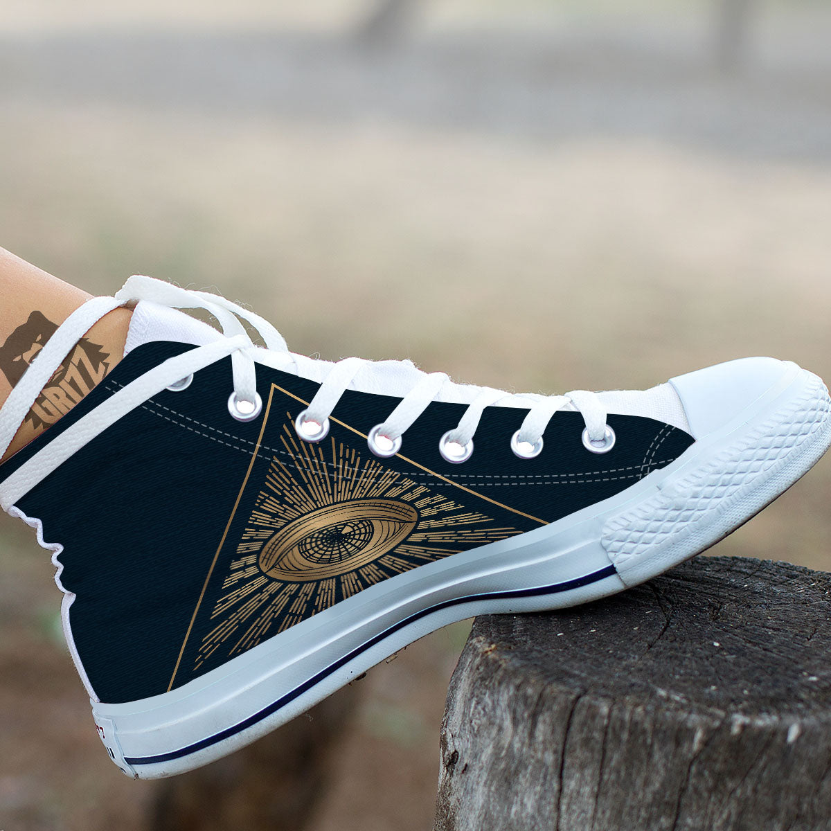 All Seeing Eye Masonic Print White High Top Shoes-grizzshop