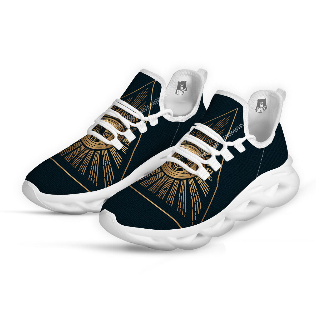 All Seeing Eye Masonic Print White Running Shoes-grizzshop