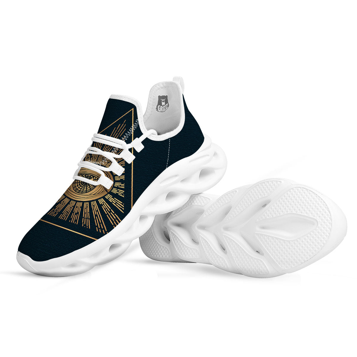 All Seeing Eye Masonic Print White Running Shoes-grizzshop
