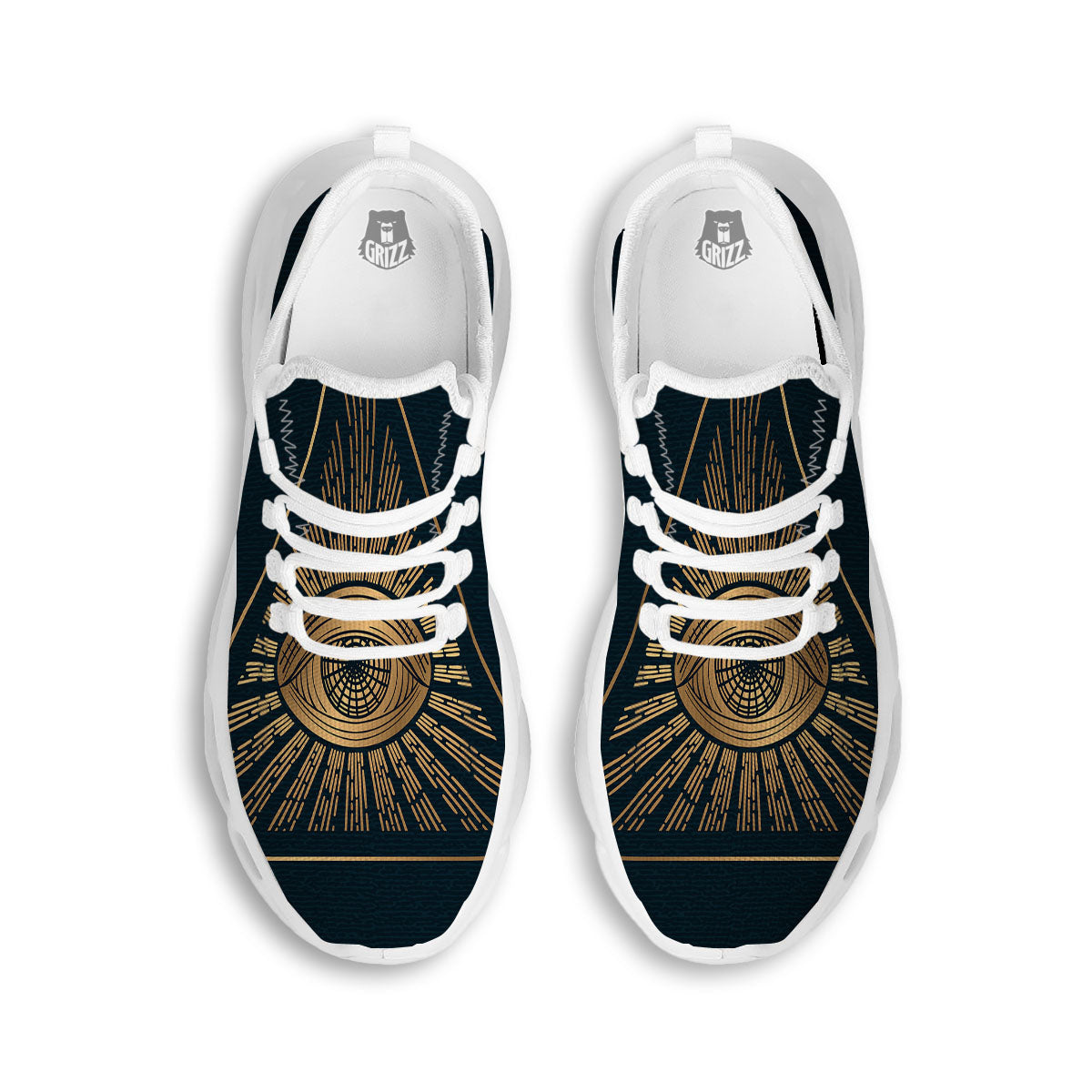 All Seeing Eye Masonic Print White Running Shoes-grizzshop