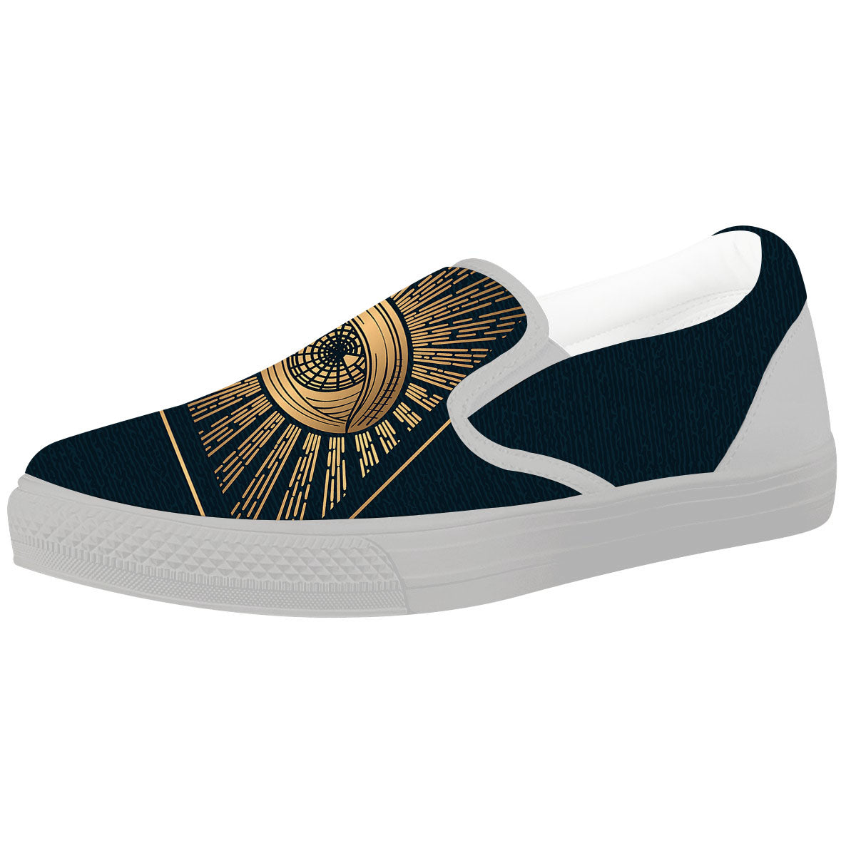 All Seeing Eye Masonic Print White Slip On Shoes-grizzshop