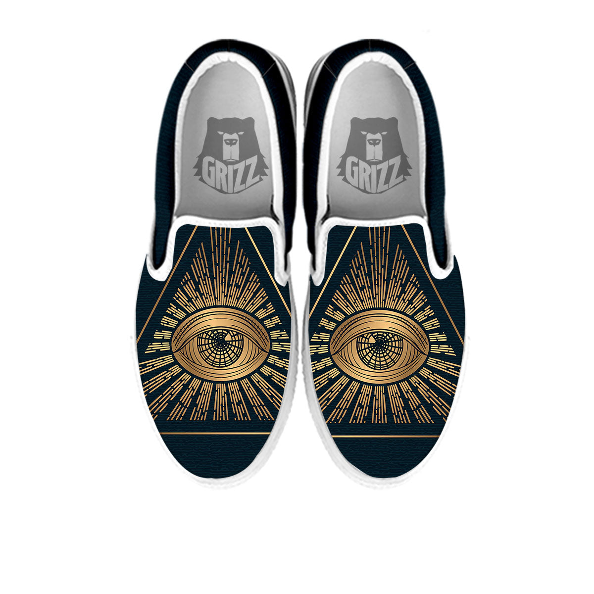 All Seeing Eye Masonic Print White Slip On Shoes-grizzshop