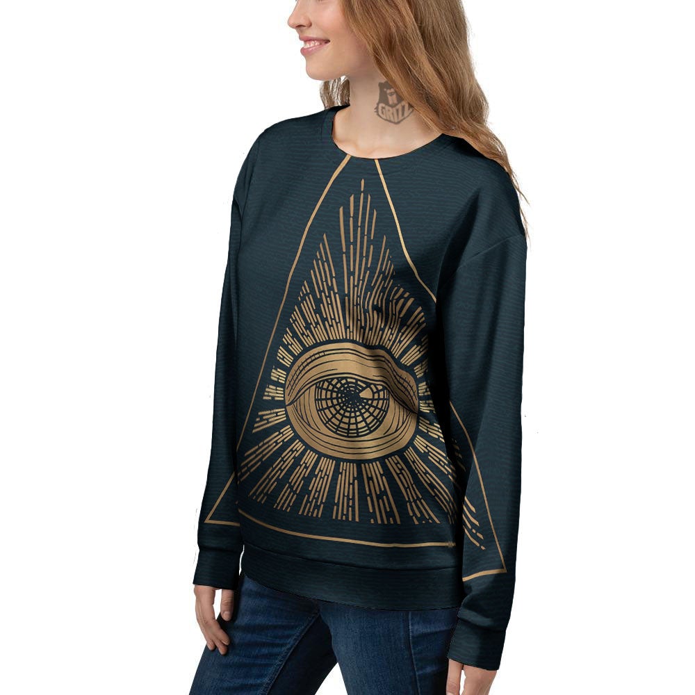 All Seeing Eye Masonic Print Women's Sweatshirt-grizzshop