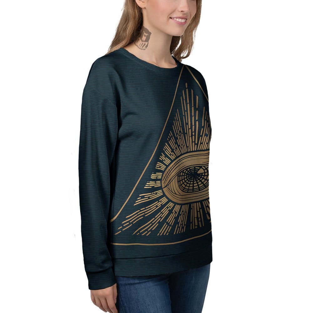 All Seeing Eye Masonic Print Women's Sweatshirt-grizzshop