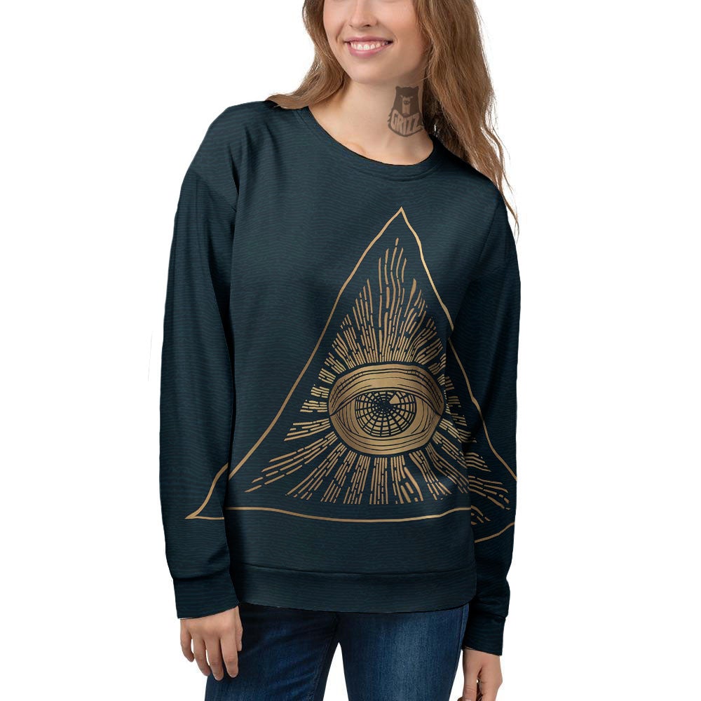 All Seeing Eye Masonic Print Women's Sweatshirt-grizzshop