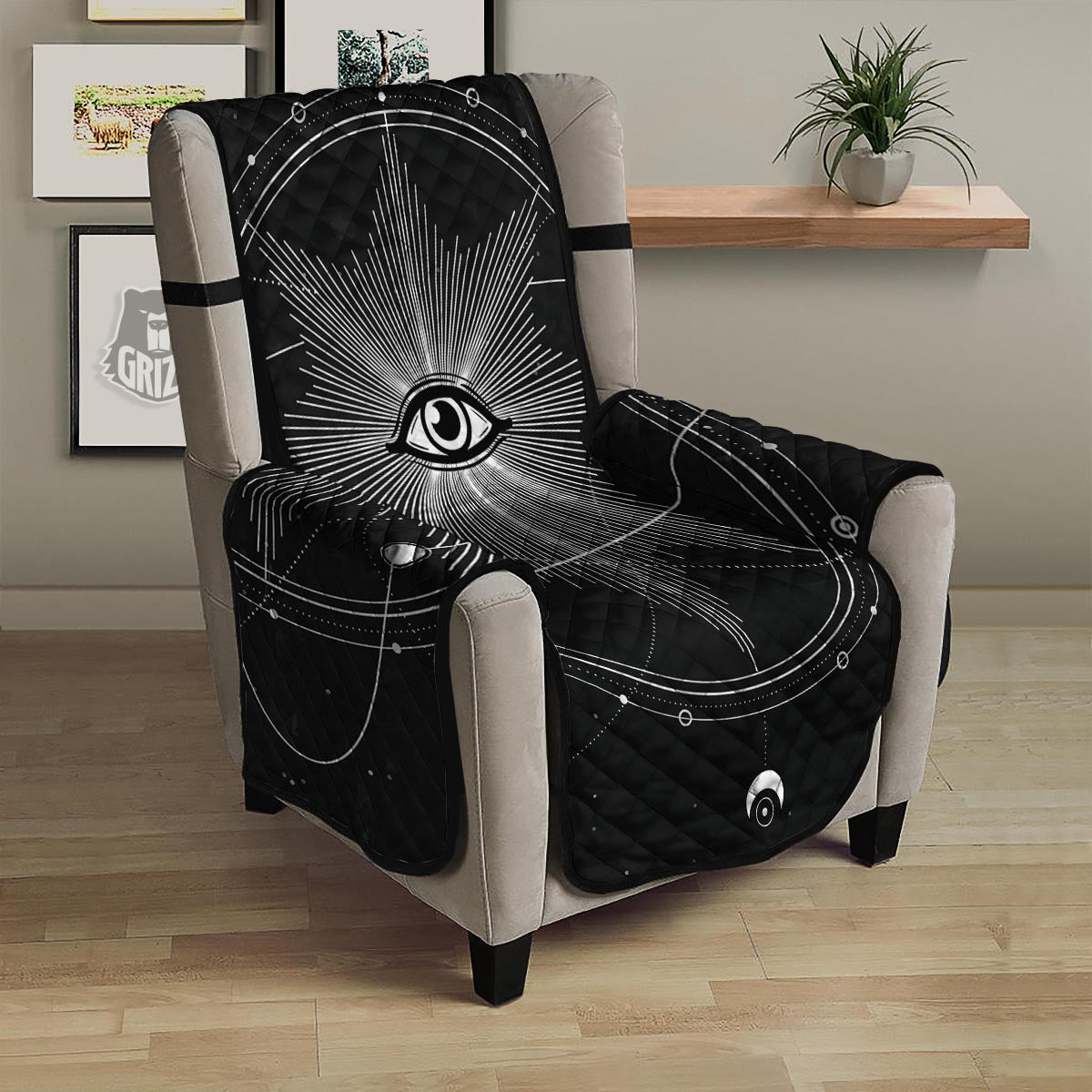 All Seeing Eye Sun Print Armchair Protector-grizzshop