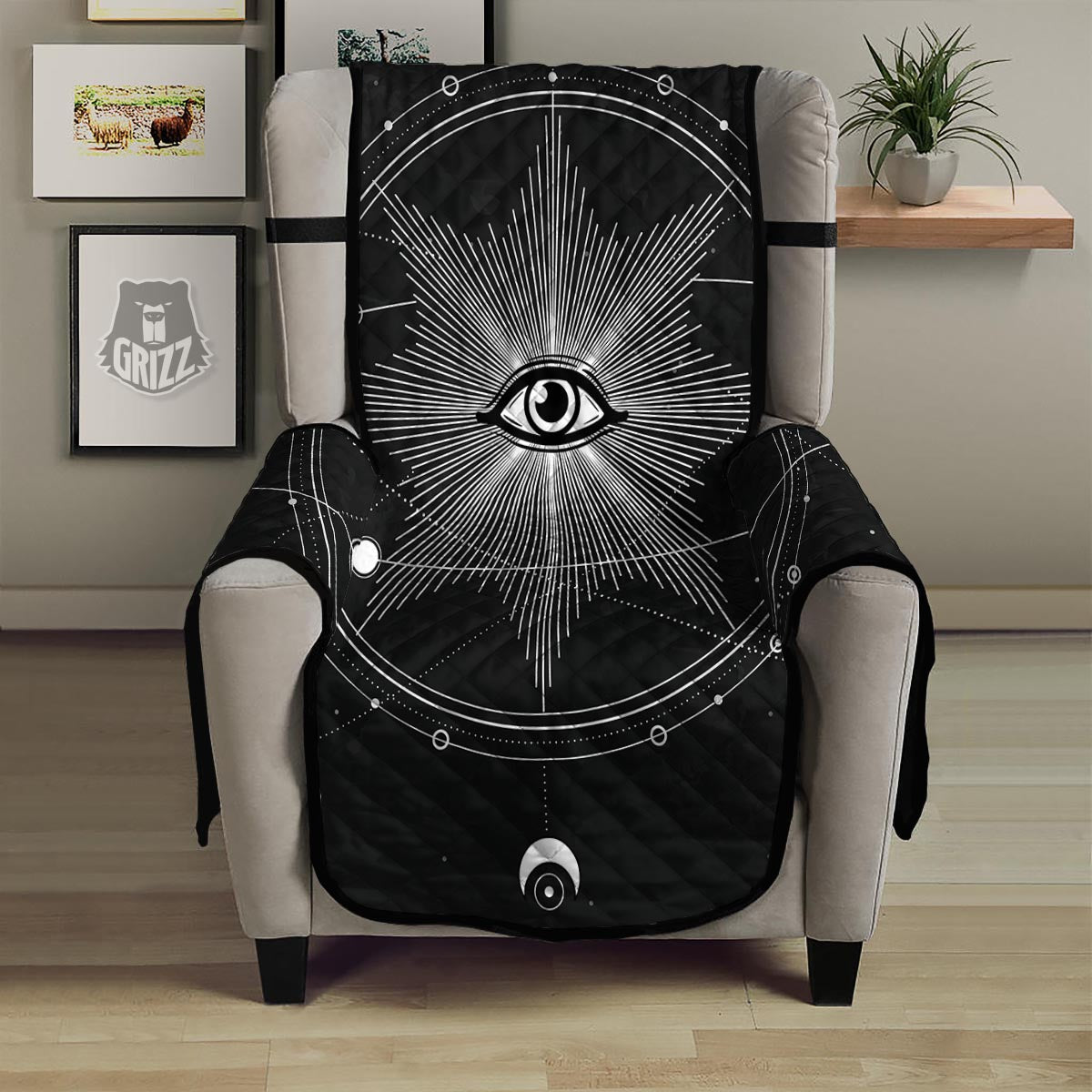 All Seeing Eye Sun Print Armchair Protector-grizzshop