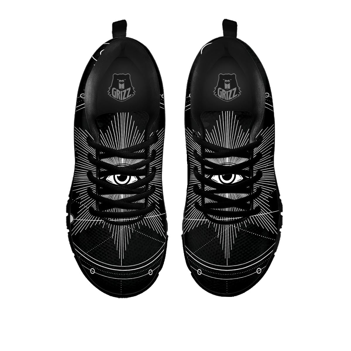 All Seeing Eye Sun Print Black Sneaker-grizzshop