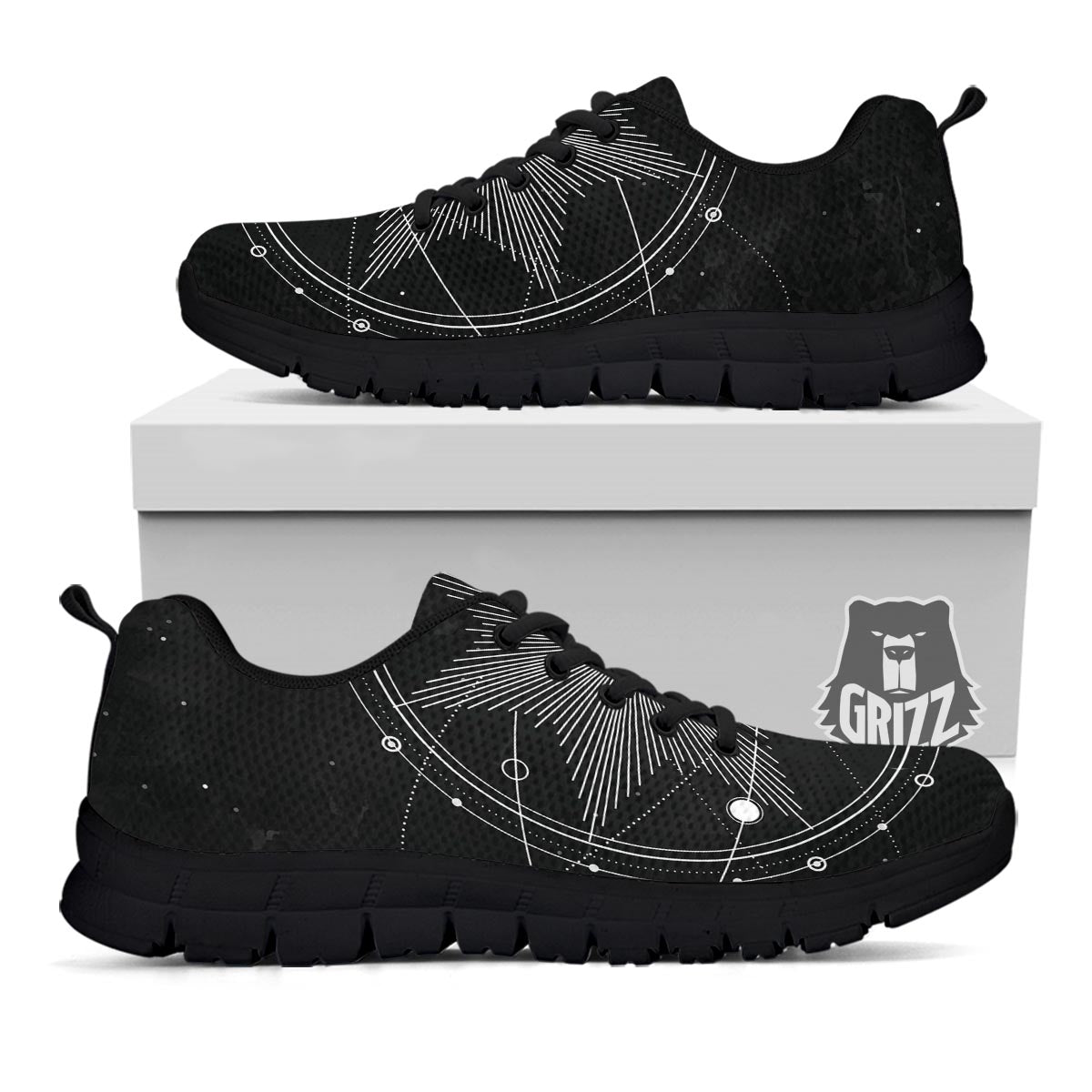 All Seeing Eye Sun Print Black Sneaker-grizzshop