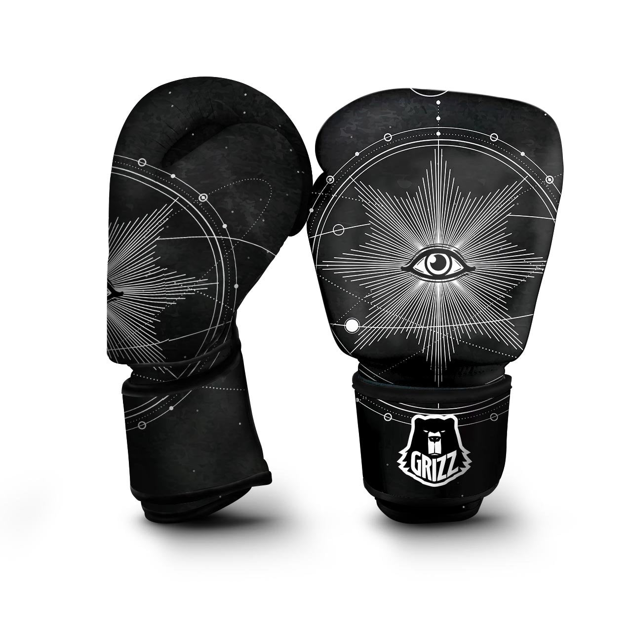 All Seeing Eye Sun Print Boxing Gloves-grizzshop