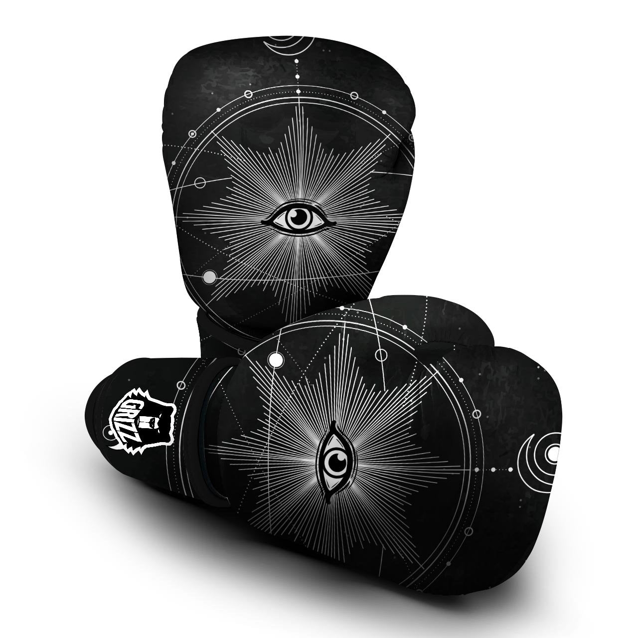All Seeing Eye Sun Print Boxing Gloves-grizzshop