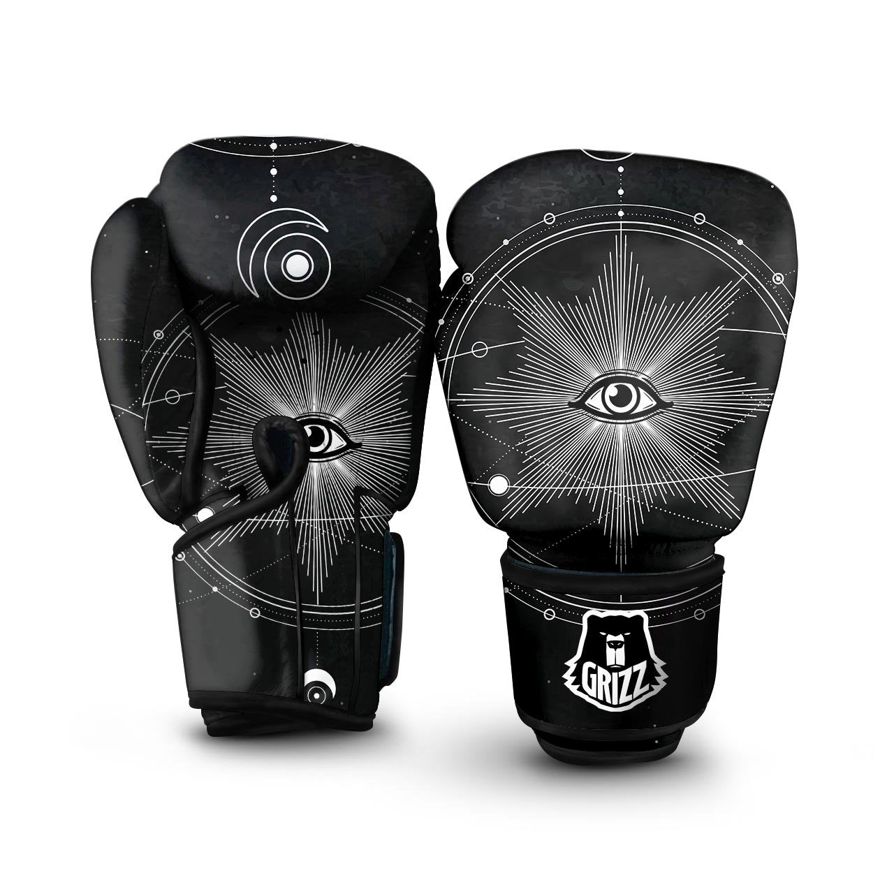 All Seeing Eye Sun Print Boxing Gloves-grizzshop