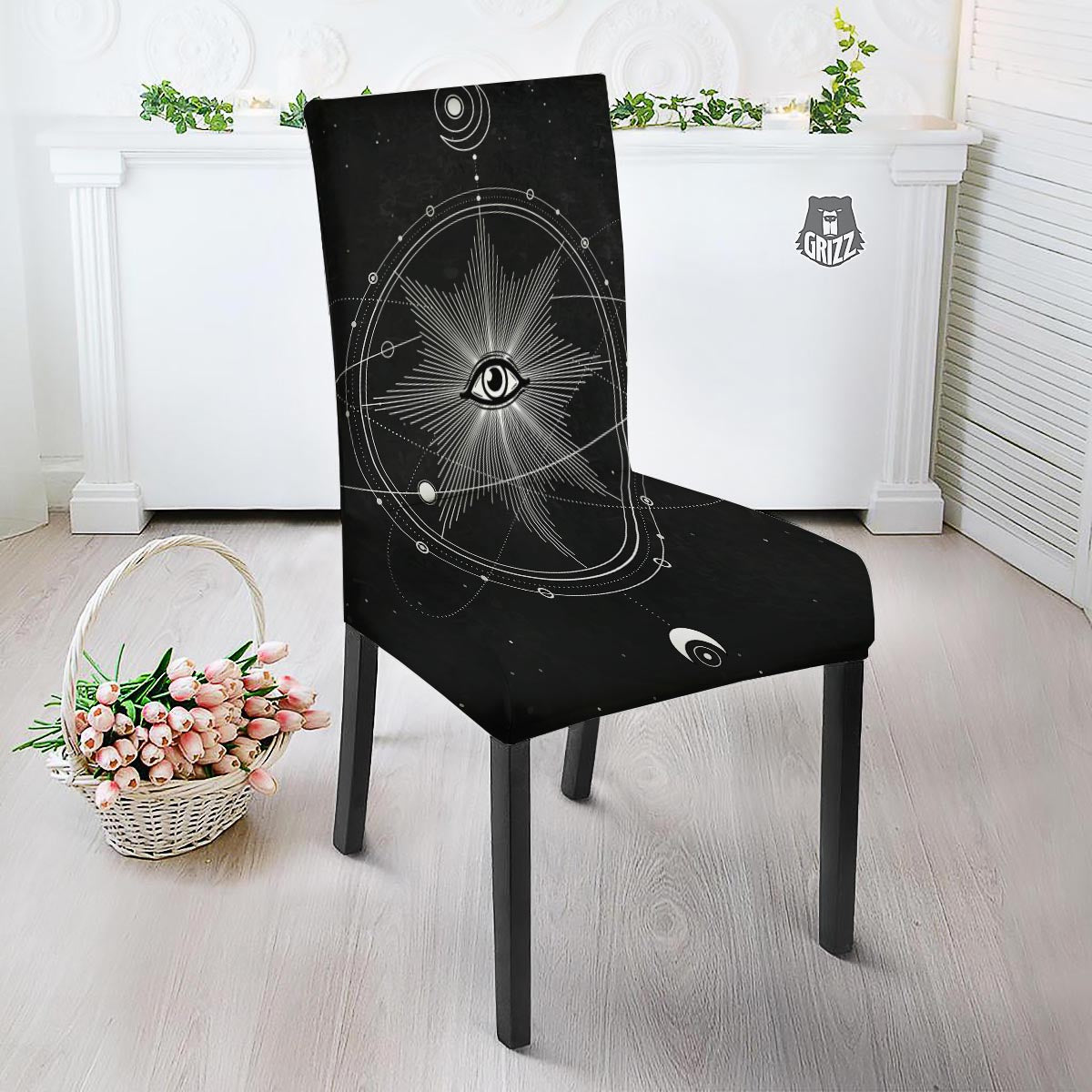 All Seeing Eye Sun Print Dining Chair Slipcover-grizzshop